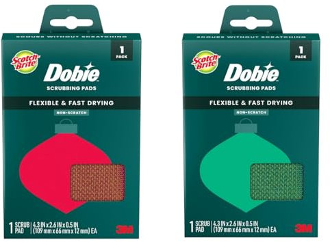 Scotch-Brite Washing Up Kitchen Sponge, Pack of 2 Festive Colours 1 Red 1 Green, non scratch delicate surface Dish Sponge for Efficient and Safe Cleaning