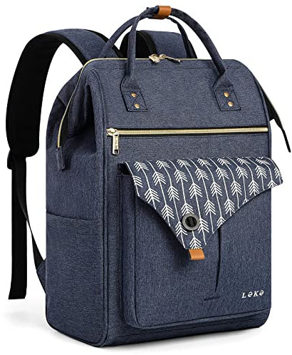Lekesky Rucksack Damen Laptop Rucksack 15,6 Zoll Schulrucksack Daypack mit Anti Diebstahl Tasche für Reisen, Arbeit, Uni, Schule u. Büro, Blau