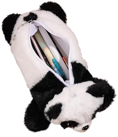 Evember Sacs à stylos Panda,Trousse à Crayons Panda, Porte-Pochette pour Stylo Panda, Porte-Stylo Panda de Grande capacité, Pochette à Crayons en Peluche pour stylos, Crayons, règles et gommes
