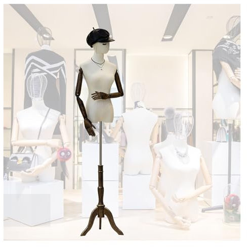 schneiderpuppe Schneiderpuppe Damenbüste Weiblich, Einstellbar Schneider Dummy Torso Schneiderbüste Mit Kopf Holzhände, Schaufensterkörper Anzeigen Für Kleid Schmuck Display for Clothing Shop Dresses(