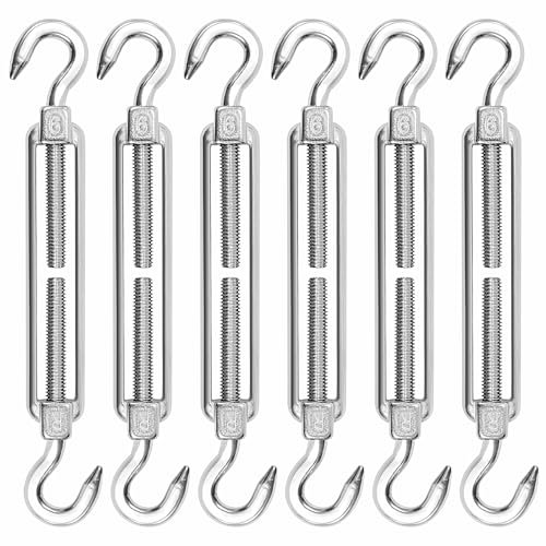 Tendeur Cable en Acier Inoxydable, 6 Pièces M6 Tendeur de Fil, Ridoir Robuste pour Câble, Réglable Crochet Ensemble, Utilisé pour Cordes à linge,Suspendre,Cable de Garde Corps