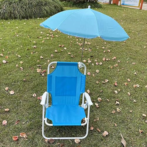 Sillas Plegables Playa con Sombrilla Silla Camping Plegable Ligera Tela Oxford 210D Capacidad de Carga 50kg Sillas Camping para Interiores, Exteriores(Blue)