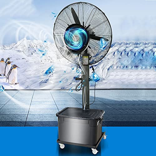 OWOHYG Industrial Pedestal Fan with Mist, 3-Speed Oscillating Stand Misting Fan with 90° Oscillation and 42L Large Capacity Tank, Heavy Duty Metal Fan for Commercial, Garage (71cm/28in)