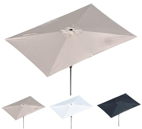 ZYXQQJ 3x2m Sonnenschirm Rechteckig Gartenschirm UV-Schutz Marktschirm Mit Handkurbel 38mm Schirmstangen Rechteckiger Balkonschirm(Khaki)