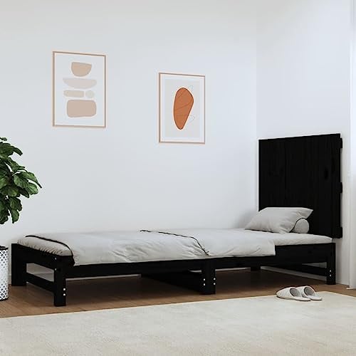 Qnhdfrt Wand-Kopfteil Schwarz 82,5x3x60 cm Massivholz Kiefer, robuster Bettkopfteil zum Anbauen an Betten ohne Kopfende, klassisches Design für Schlafzimmer
