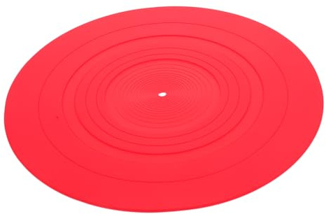 Anti Statik Silikonmatte für Vinyl Schallplatten, Rot | Plattentellerauflage Gummi, Stabilisiert die Wiedergabe, Leicht zu Verwenden und Reinigt den Teller