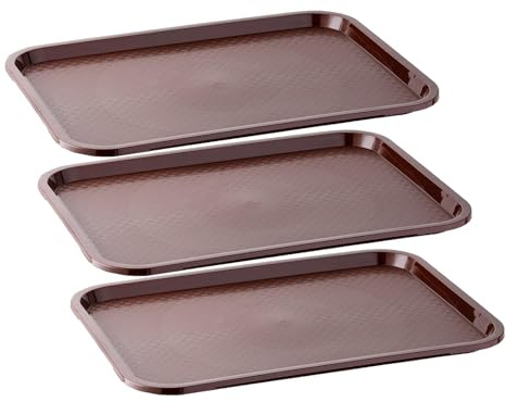 APS Fast Food Tray, Plateau de Service incassable et Lavable au Lave-Vaisselle, Made in Germany, 35 x 27 cm, Hauteur 2 cm, Brown (Lot de 3)