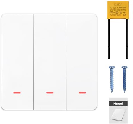 Smart WLAN Lichtschalter, Schalter Unterputz Smart Life Tuya App Fernbedienung mit Alexa Google Home Sprachsteuerung Wlan Lichtschalter Ohne Nullleite/mit Nullleiter 3 Fach 3 Weg Weiß
