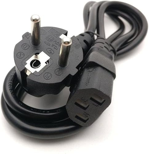 EU/Europe C13 Kettle Type Plug Computer Power Supply Adapter IEC Mains Lead Plug for Printer, Photocopier, Screen, Treadmill, Audio, Amp 1.5 M Long