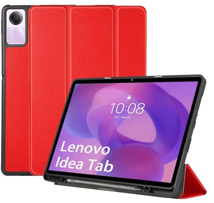 Yilgviza Coque Compatible avec Lenovo Idea Tab 2025 11 Pouces Tablet (modèles TB-336ZU/TB-336FU), Étui Protection en Cuir PU avec Porte-Stylet, Fin et léger (Rouge)
