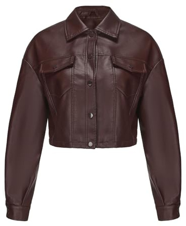 Giacca Pelle Donna di Giubbotto Lunga Giacchetta Moda Retro Similpelle Giubbino Sottile Jacket Slim Corto Giubbotti Oversize Giubbini Vintage Giacchetto Casuale