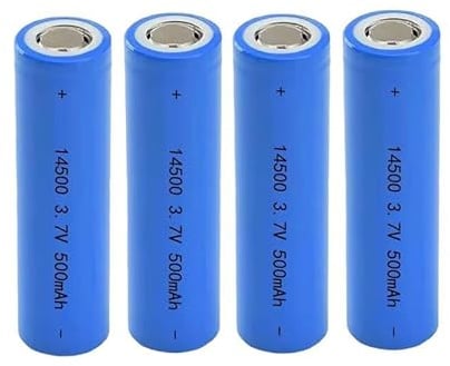 Batteria ricaricabile 14500 da 3,7 V, 500 mAh, 4 pezzi, per fari, torce a LED, mini ventilatori, ecc.