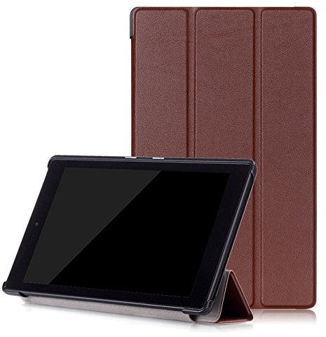 Lobwerk Hülle für Amazon Fire HD8 (2016/2017/2018) 8.0 Zoll Schutzhülle Etui Tablet Tasche Smart Cover HD 8 (Braun) NEU