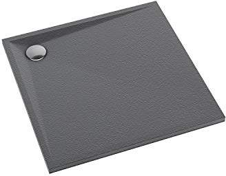 Sellon24® Duschtasse Duschwanne Acrylwanne Acrylschürze Stabilsound® walk in flach Anthrazit 90x90x3