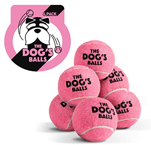 The Dog's Balls, Hundetennisbälle, 6 Stück, rosa Hundespielzeug, starker Hund & Welpen-Tennisball