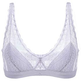 SilRiver Silk Women's Lace Wireless Bralette with Soft Silk Cup Light Padded Bra (Large, Silver Grey)
