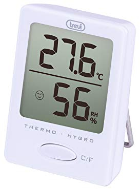 Trevi TE 3004 Termometro Digitale con Igrometro, Temperatura e Umidità, Supporto e Magnete Posteriore, Bianco