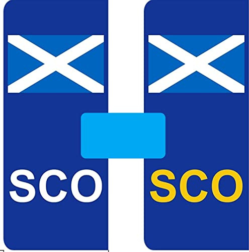 Number Plate Vinyl Stickers United Kingdom Scotland Flag - SCO - 2 x set of 2 by Party Decor