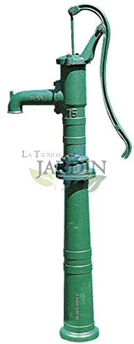 Fontana da giardino manuale 1,3 m in ghisa, pompa dell'acqua verde resistente