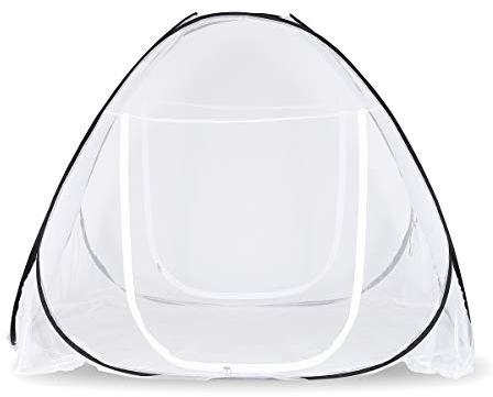 Sekey Mosquiteras Desplegables para Camas Dobles, Bisagras de Puerta Doble Mosquiteras de Viaje Portátiles para Protección Contra Insectos, 200x180x145cm, Blanco