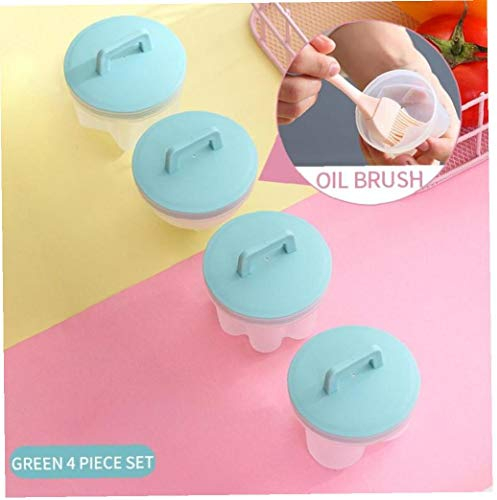 Cute Egg Boiler Plastic Egg Poacher Set Kitchen Egg Cooker Tools Egg Mold Form with Lid and Brush Egg-turners 4 Pcs/set (random Color)