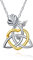 Celtic Knot Necklace for Women 925 Sterling Silver Celtic Triangle Trinity Knot Necklace Heart Rose Pendant Good Luck Irish Jewelry for Women Girls Gifts (Gold Heart Knot Necklace)