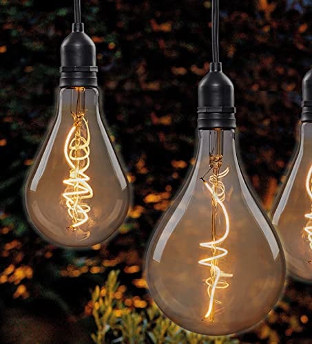 hellum Hängelampe mit Batterie und Fernbedienung outdoor, A130 Ø 13 x 27cm, goldene Glühbirne, dimmbare Retro Hängelampe mit Batterie (4xAA nicht inkl.) 524383