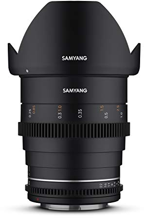 Samyang 23002 MF 24mm T1,5 VDSLR MK2 Nikon F – lichtstarkes T1,5 Weitwinkel Cine- und Video Objektiv für Nikon F Mount, 24 mm Festbrennweite, Follow Focus Zahnkränze Vollformat und APS-C, 8K Auflösung