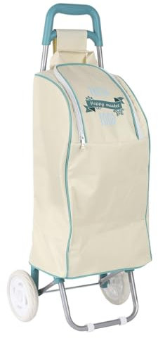 ENTRE TEMPS, SH1845, Chariot de Course 2 Roues avec Compartiment Fraîcheur, Léger et Résistant, Idéal pour Courses et Loisirs, Dimensions 36 x 315 x 915 cm, Ciel/Blanc