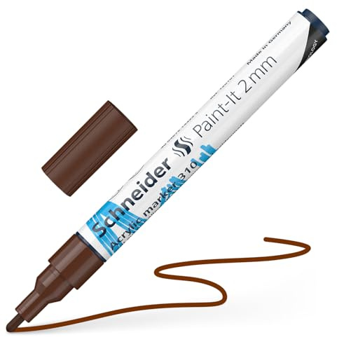 Schneider 120107 Paint-It Acrylstift (mit 2 mm Rundspitze, hochdeckende Acrylfarben für Holz, Leinwand, Stein uvm.) 1 Stück, braun