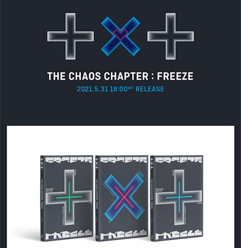 TXT -TOMORROW X TOGETHER - THE CHAOS CHAPTER : FREEZE [3 SET grün] Album CD + Folded Poster + Gift (Foto Acryl Key Ring & Karte)