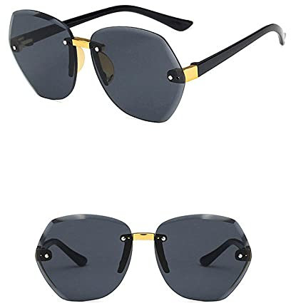 WQZYY&ASDCD Sonnenbrille Herren Damen Mode Randlose Verlaufslinse Okular Brille Farbe Shades-Black