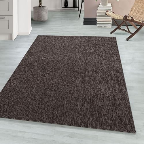 Teppium Moderner Kurzflor Teppich Läufer Flur 60 x 100 cm Braun - Waschbarer Teppich Meliert, Flauschig und Weich - Ideal als Bettvorleger im Schlafzimmer, Küchenläufer oder Wohnzimmerteppich