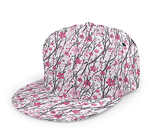 Oaieltj Unisex Baseball Cap Erwachsene Teens Adjustable Snapback Flat Brim Baseball Cap Cool Hip Hop Hat, Cherry Blossoms Tokyo Japan, One size