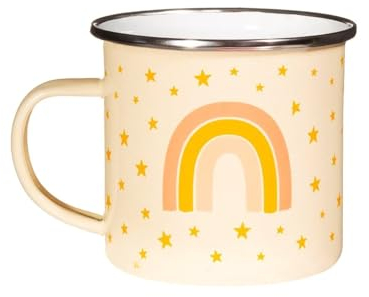 Sass & Belle Emaille-Tasse mit Regenbogenmotiv im Camper-Stil, Keramik, Becher, Tasse, Zuhause, 1 Stück, 1.3E+2 Gramm