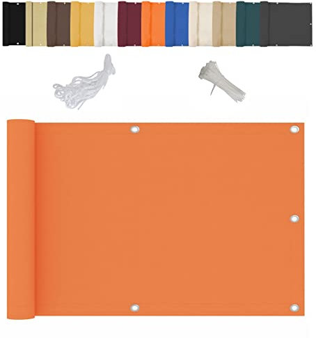 Linmssd Brise-Vue pour Balcon Jardin, Paravent Bâche Jardin Balcon, diverses Couleurs, Non-tissé Opaque,œillets en Aluminium, pour Balustrade de Balcon et Jardin - Orange 110x350cm