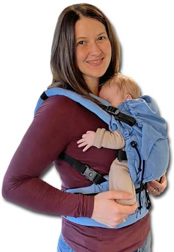 Regolo Baby Monkey Marsupio neonato ergonomico, porta bebe, Essential Celeste, zaino porta bambino e neonato (0-24 mesi)