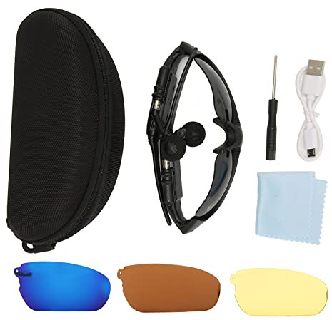 Cuifati Sports Sunglasses Women Man, Bluetooth Smart Glasses for Driving Cycling, HD Polarized Sunglasses with Microphone(Complete Set of Lenses)