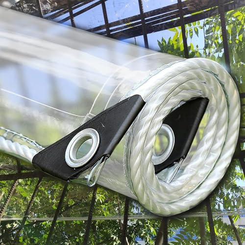 Lonas Impermeables Transparente Exterior con Ojales, 0,35 mm Plegable Lona de plástico PVC para Invernadero Jardines Camiones Cenadores terrazas Camiones（1.7m*3.4m）