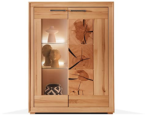 moebel-eins PASSERO Highboard I-L, Material Massivholz, Kernbuche geölt