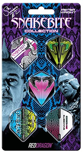 RED DRAGON Darts – Dart Flights 5 Sets Per Pack (15 in Total) Extra Thick 100 Micron – Standard Shape Dart Flights - Professional Darts Accessories (PW Multi)