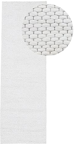 carpetfine Wollteppich Sina weicher handweb Teppich Natur Läufer Creme 75x200 cm | Zeitloser Wollteppich für Wohnzimmer, Schlafzimmer & Kinderzimmer