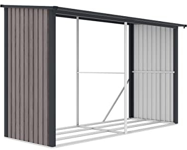 Vente-unique Kaminholzregal aus verzinktem Stahl mit Holzeffekt - 8 Ster - 3,49 m3-302 x 119 x 190 cm - VARWOOD