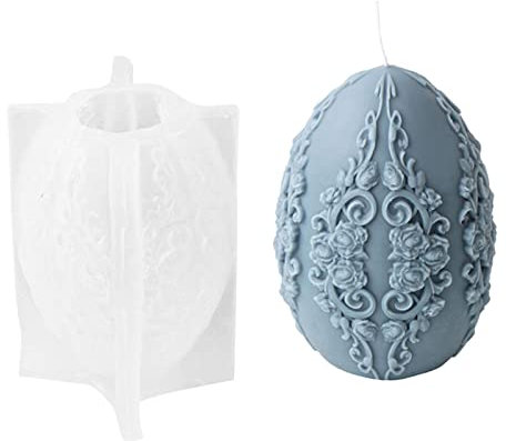 Shichangda Ostern Silikonformen | Ei-Silikon-Kerzenformen | Blumen-Ostern-Dekorationen Harzguss-Kerzenform | Geprägtes Muster Osterei-Mousse-Kuchenform