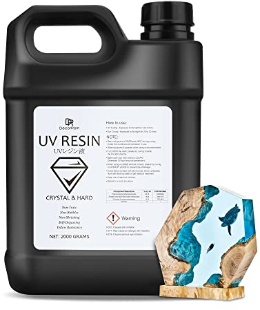 Resina UV - 2,000g Resina Ultravioletta Trasparente Dura per Gioielli, Artigianato Decorazioni - Colla Cristallina Colla Basso Odore Resina Epossidica Attivata Solare per Stampi, Resin Pendenti