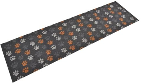 vidaXL Küchenteppich, Küchenläufer rutschfest Waschbar, Teppich Läufer für Küche, Teppichläufer Maschinenwaschbar, Pfoten 45x150cm Samt