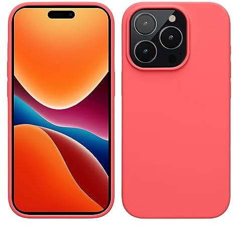 kwmobile Case for iPhone 15 Pro Max Case - Soft TPU Silicone Cover - Neon Coral