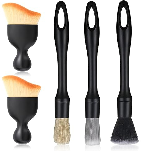RYAN 5 Piezas Brocha Limpieza Coche Cepillo para Coche Interior Plumero Auto Detailing Brush Set Cepillo Suave Quitar el Polvo de Salida de Aire para Dentro y Fuera del Coche
