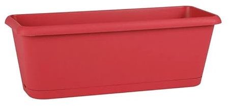 EDA - Jardinière Chorus 7,5 L - Plateau Clipsé avec Réserve d'eau - Drainage en Croix - 39,8 x 18,8 x 16,1 cm - Rouge Rubis