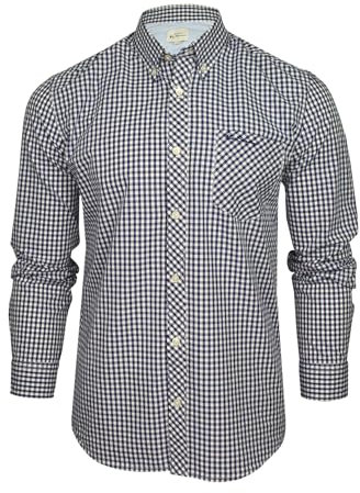 Ben Sherman Men's Button-Down Collar Oxford Shirt, Long Sleeved, Regular Fit (Gingham Check - Dark Blue) XL